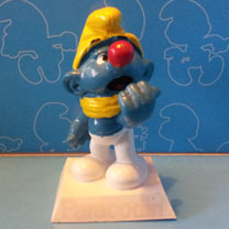 paracodin promo smurf with yellow hat and scarf